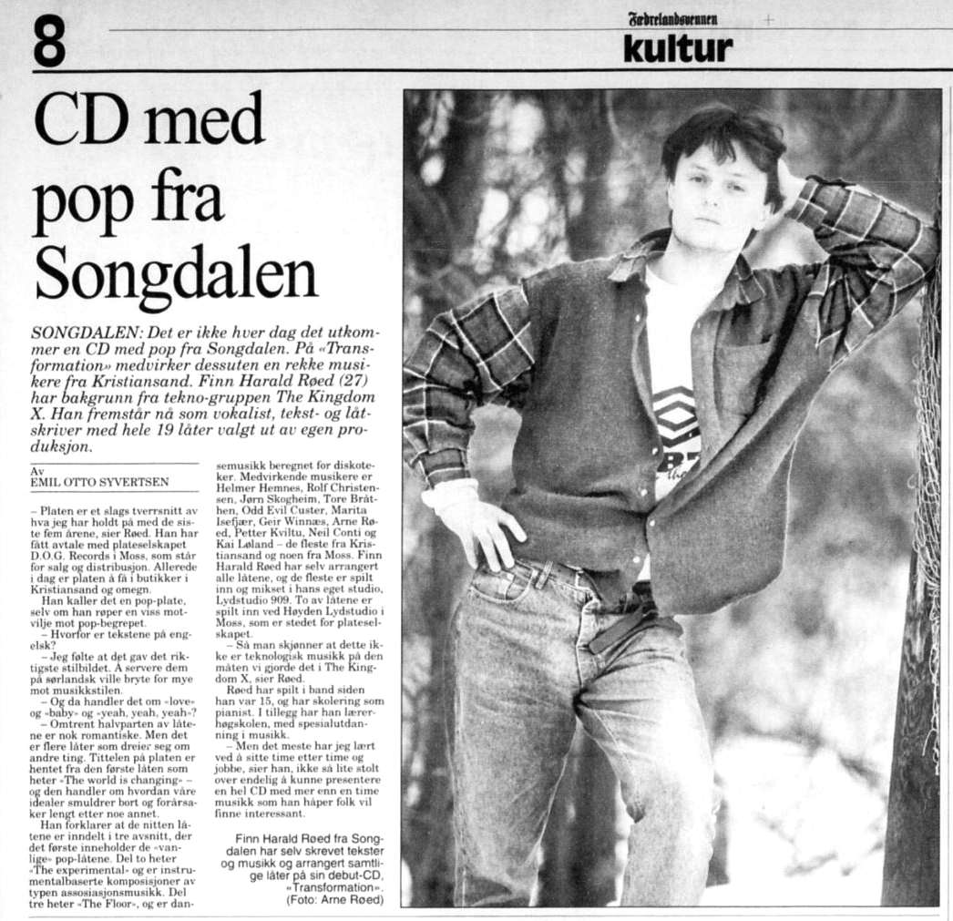 Finn Harald Red, album review in Norwegian newspaper April 1996
