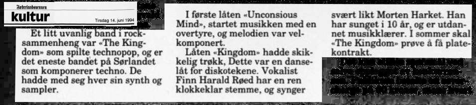 The Kingdom X with Finn Harald Red, Kristiansand, concert - konsertanmeldelse, June 1994
